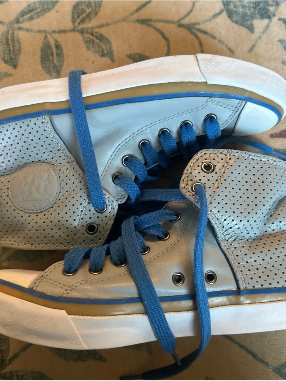 P.F. Flyers Perforated Light Gray Sneakers with Blue Laces